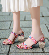 PU-Sandalen mit klobigem Absatz und Peep-Toe